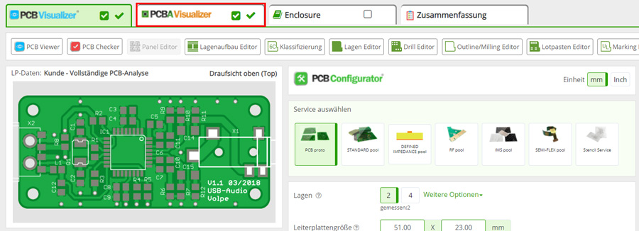 Registerkarte PCBA Visualizer