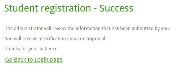 Student Registration Success