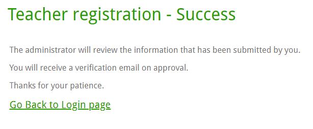 Teacher Registration Success