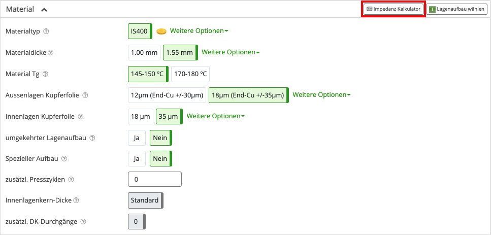 Button Impedance Calculator German