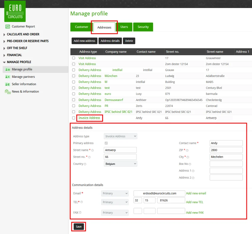 Enter invoice delivery details