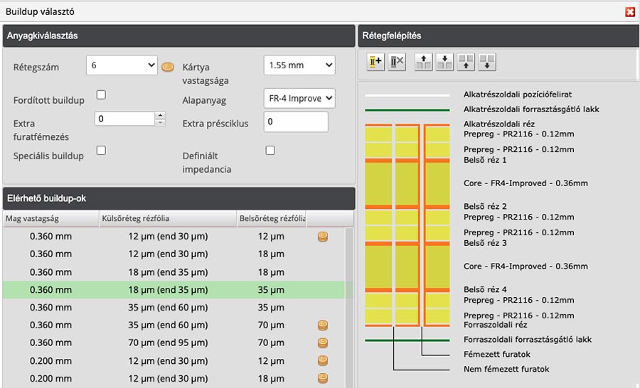 Rétegfelépítés Rétegfelépítés szerkesztő