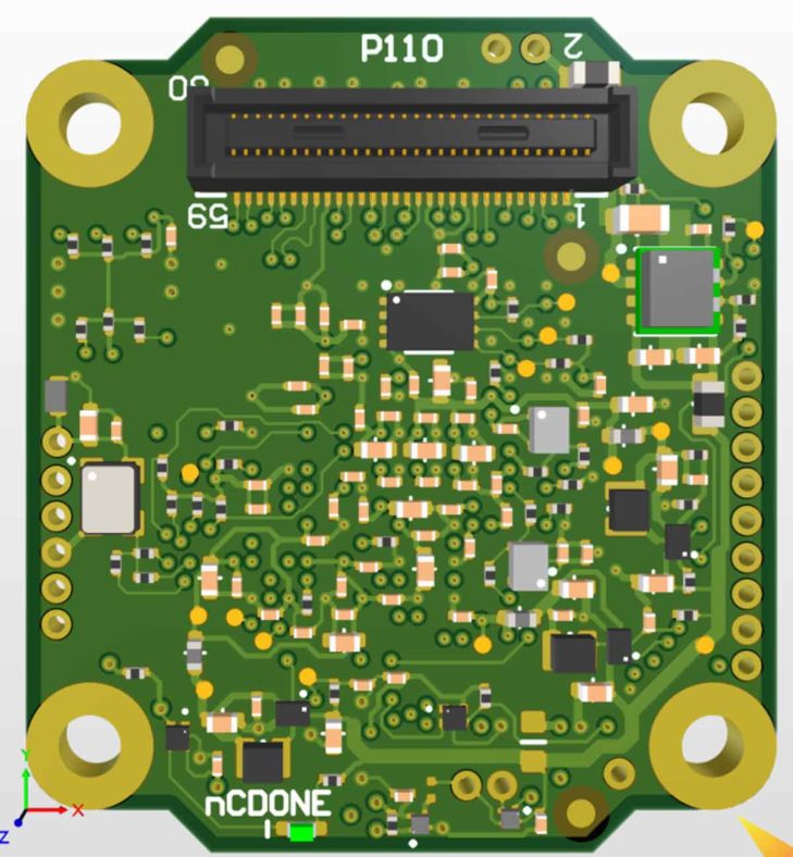 Image of the front view of a FPGA module for video signals.