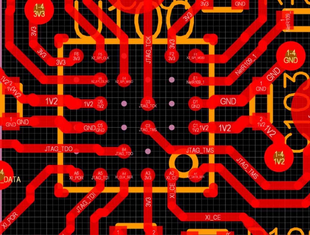 Eurocircuits Story HDI workaround - Screenshot BGA mit ausgelassenen Pads