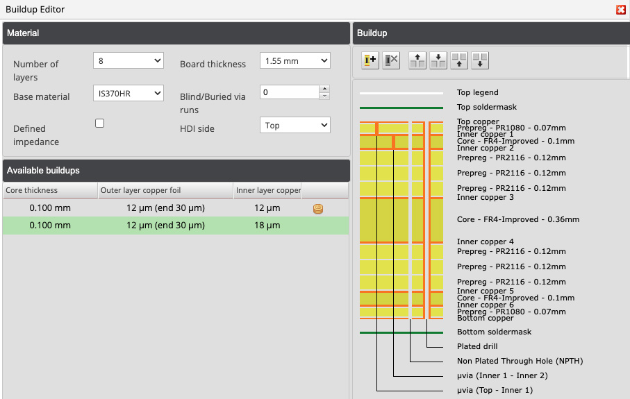 Buildup editor HDI pool